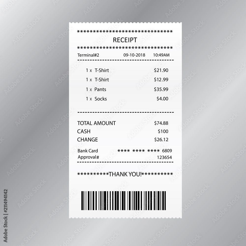 sample bill receipt template