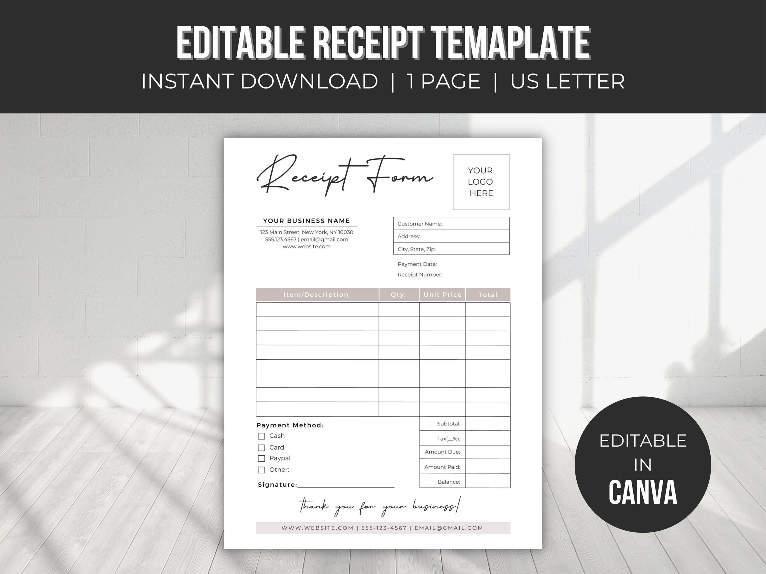 sample small business sales receipt template