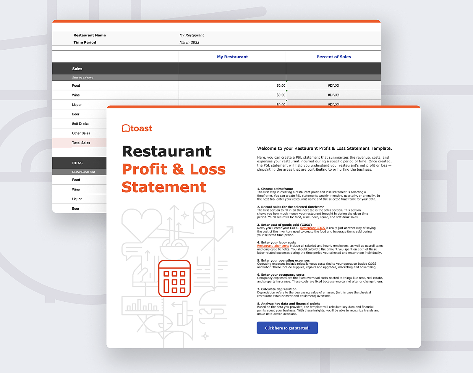 sample restaurant profit and loss template