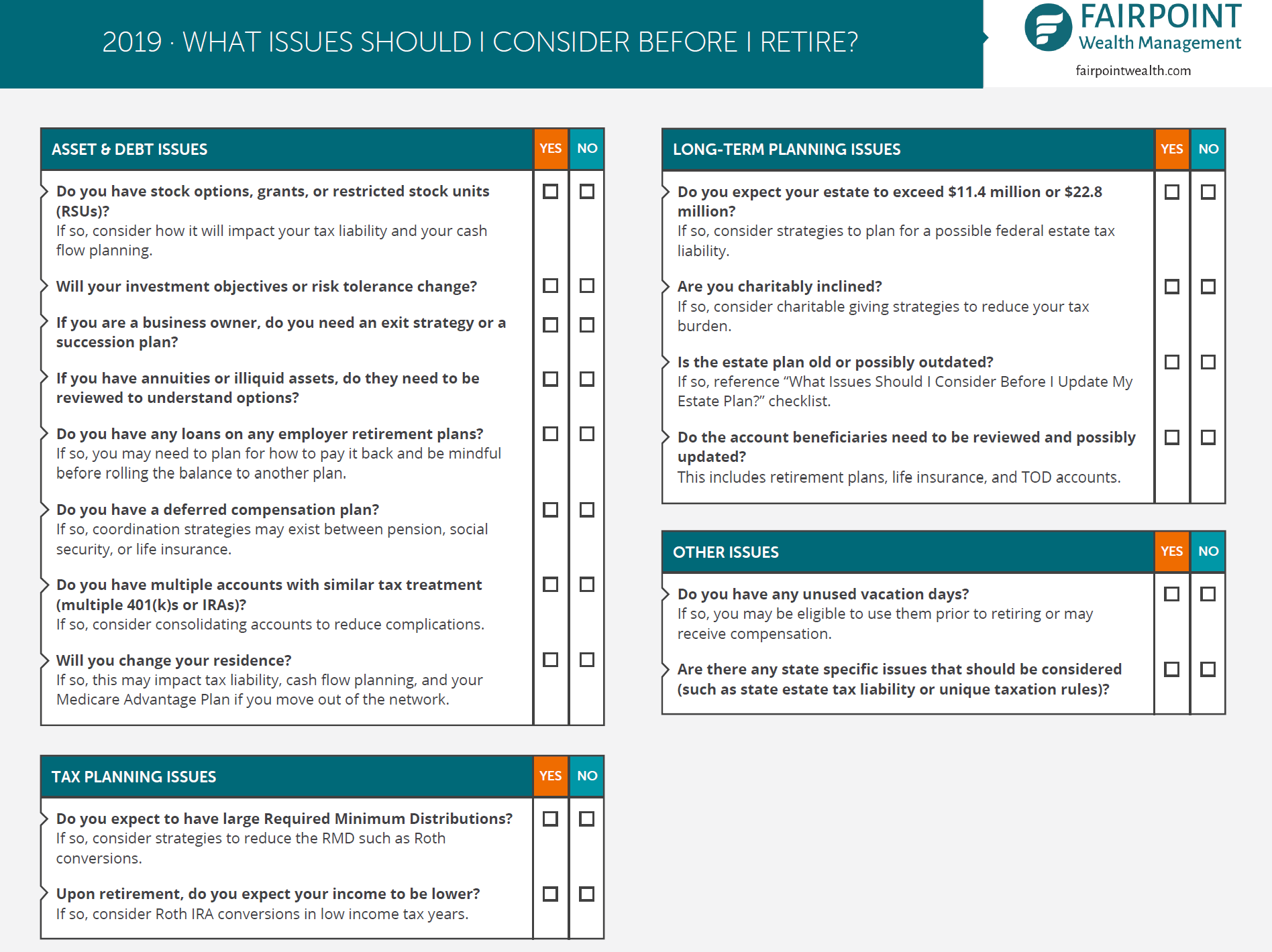 sample retirement checklist template