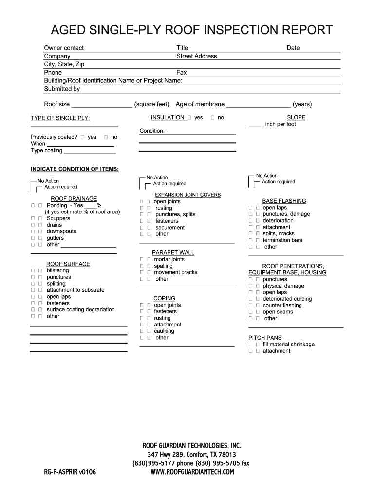 sample Roofing Checklist Template