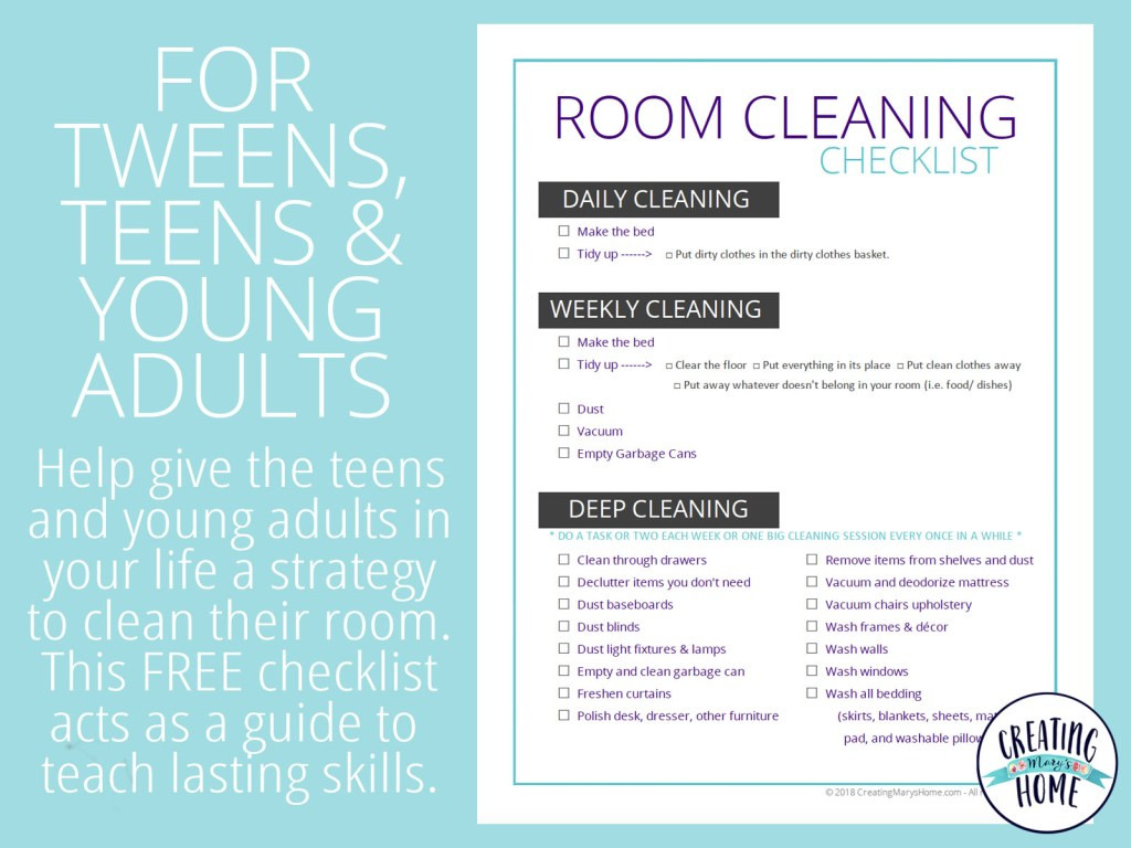 sample room cleaning checklist template