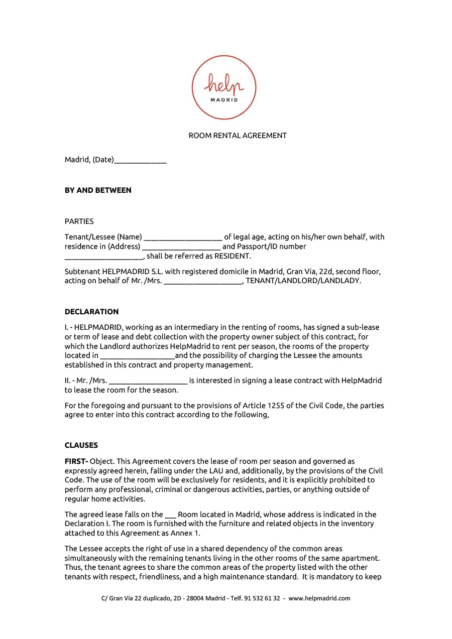 room rental agreement 09