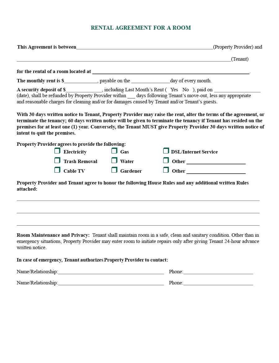 room rental agreement 20