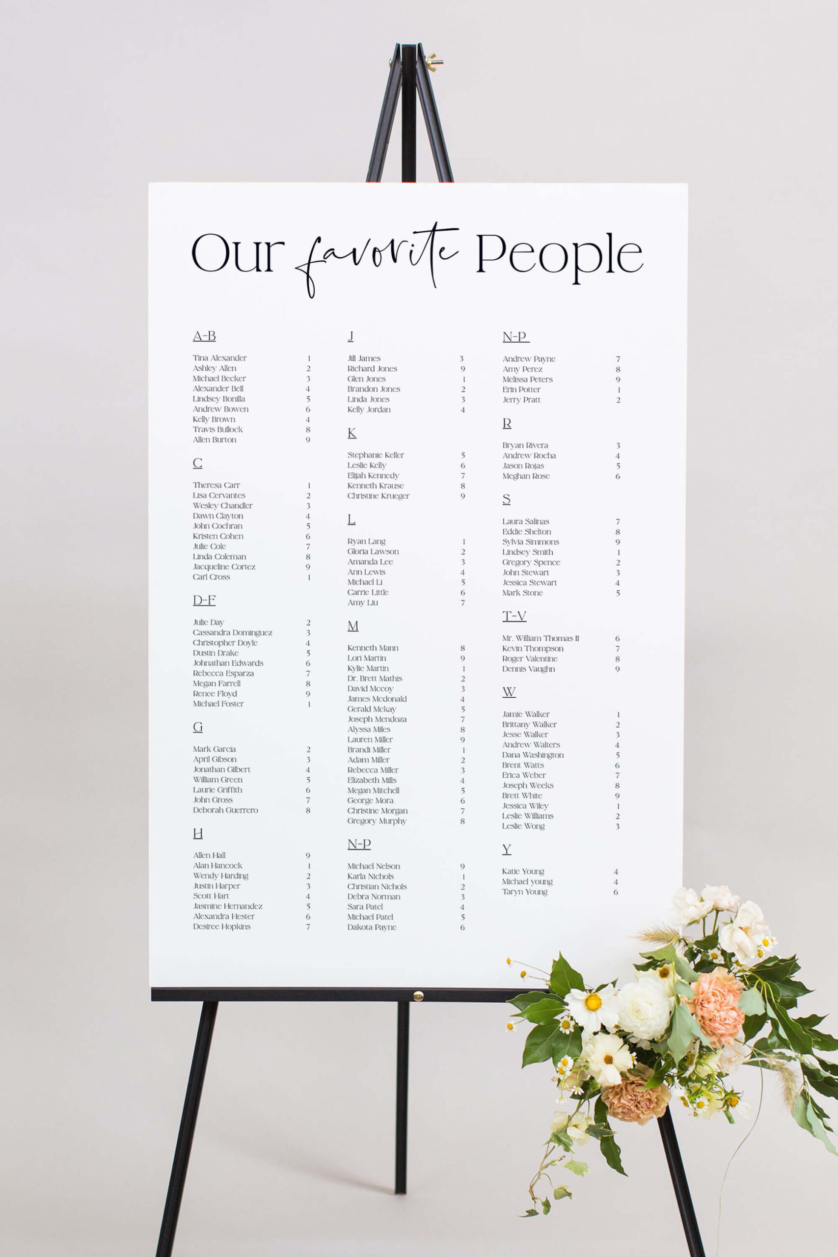 sample table seating chart template