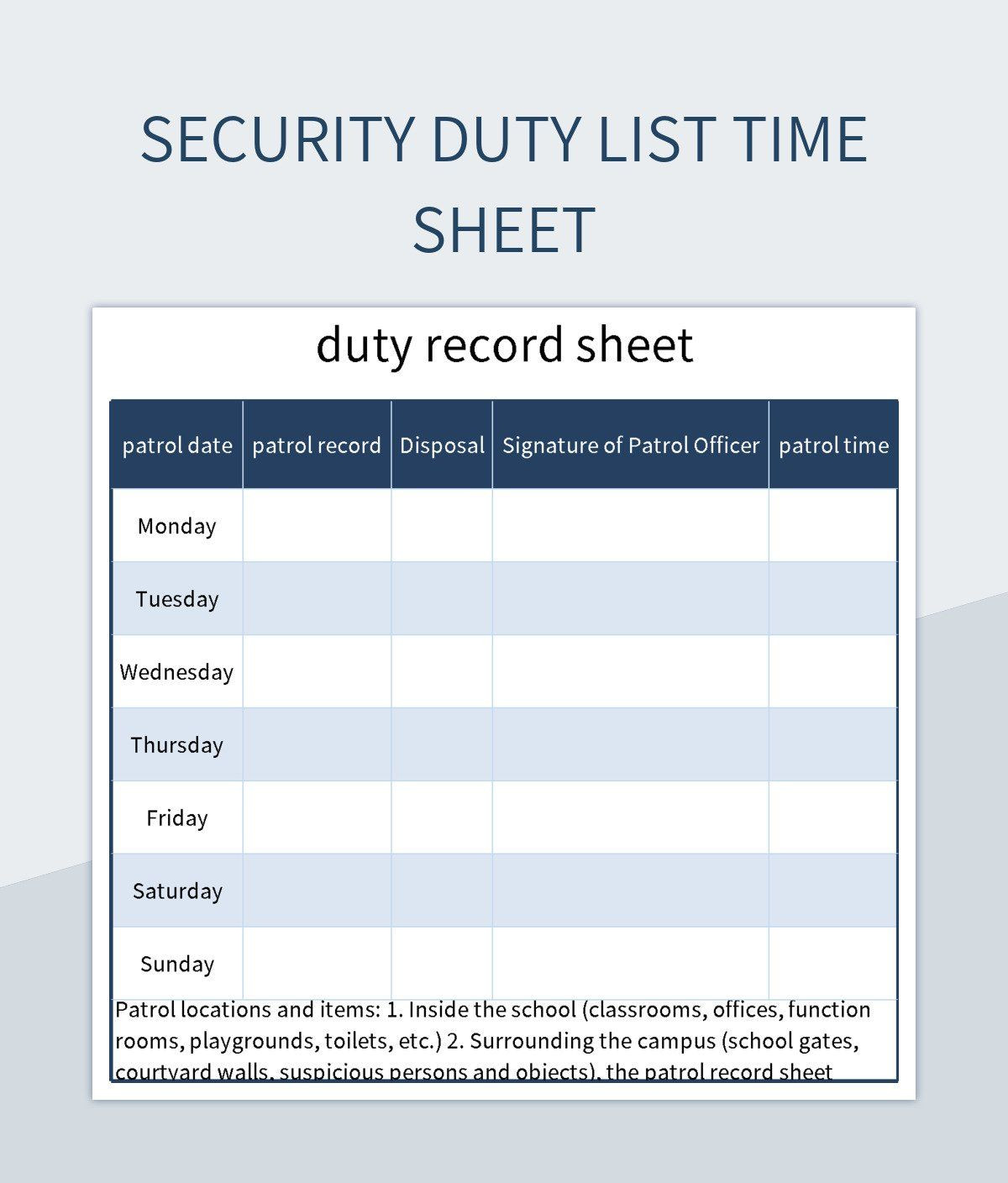 sample security timesheet template