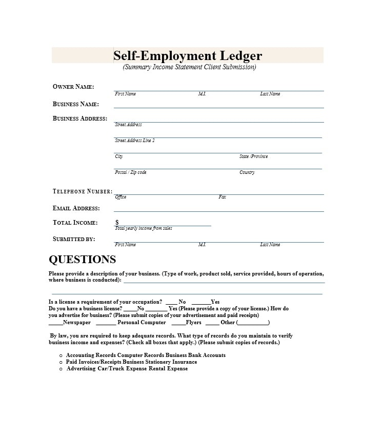 self employment ledger template 08