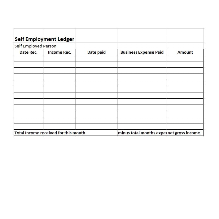 self employment ledger template 17