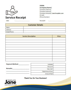 Printable Service Receipt Template