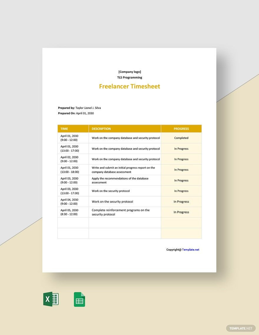 sample freelance timesheet template