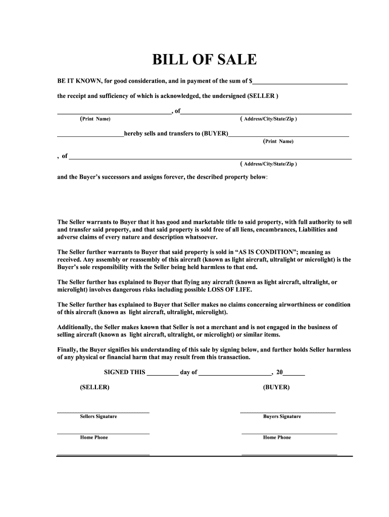 sample Horse Bill of Sale Form