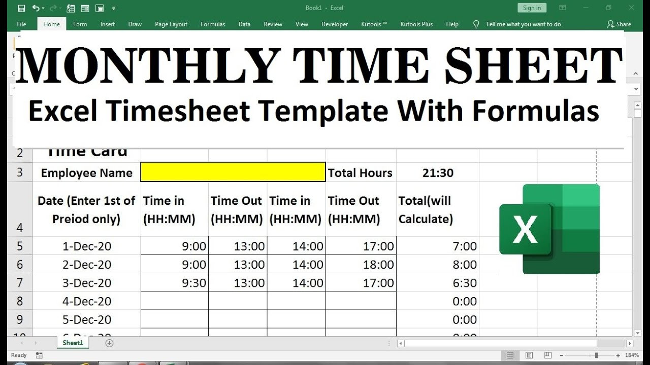 sample monthly timesheet with formulas template