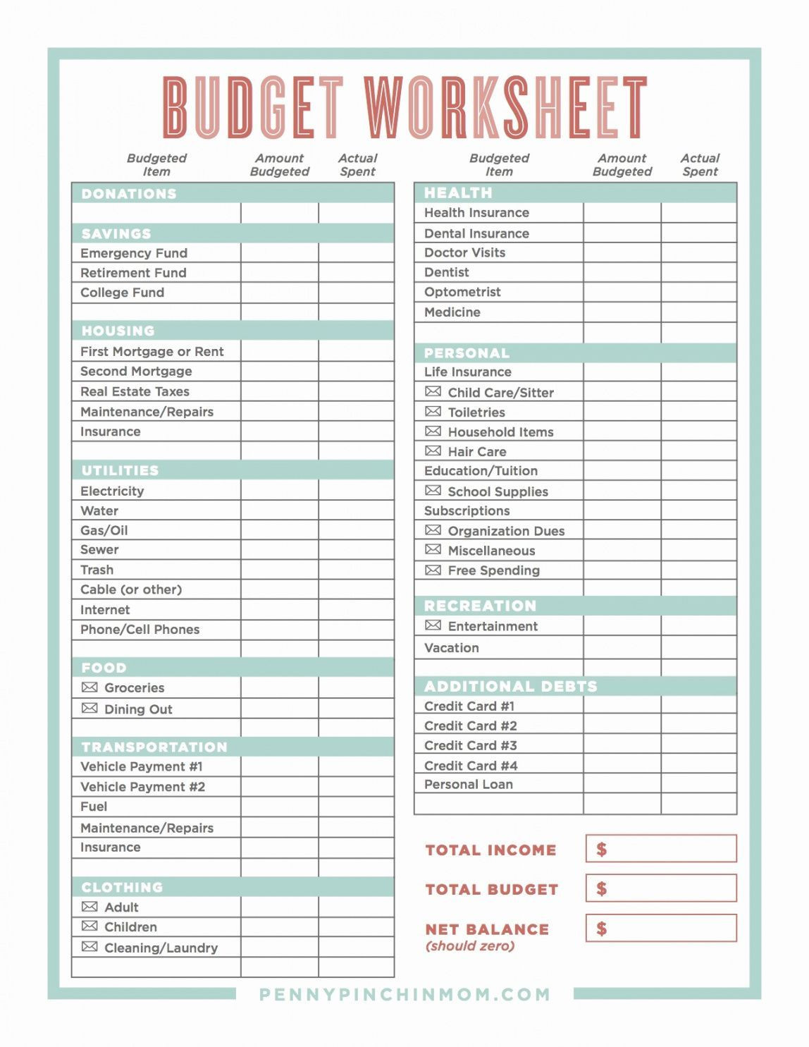 sample single person monthly budget template