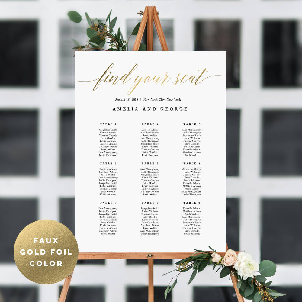 sample wedding seating chart template