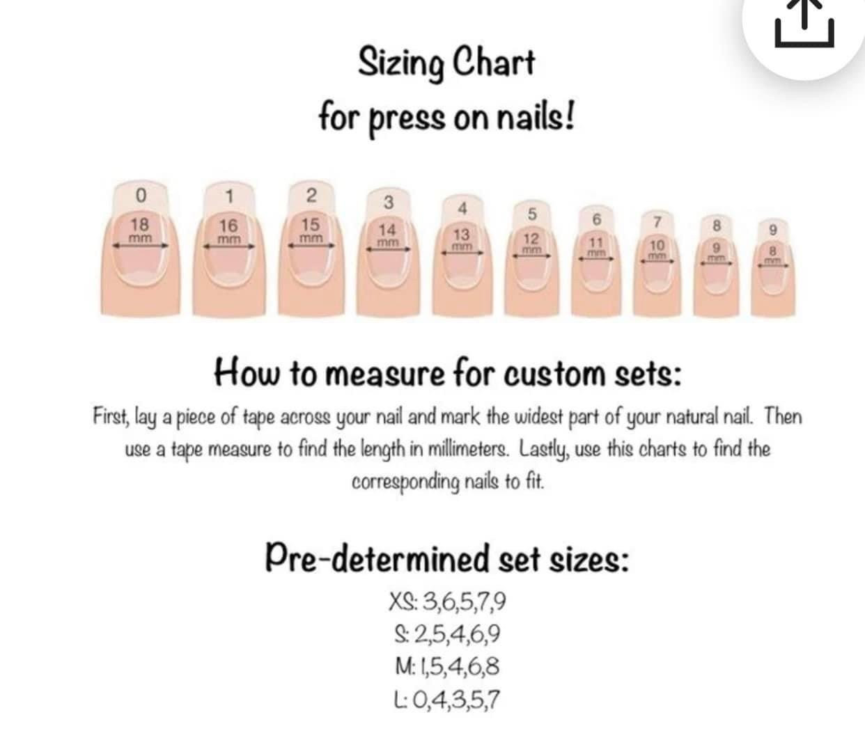 sample press on nail sizing chart template