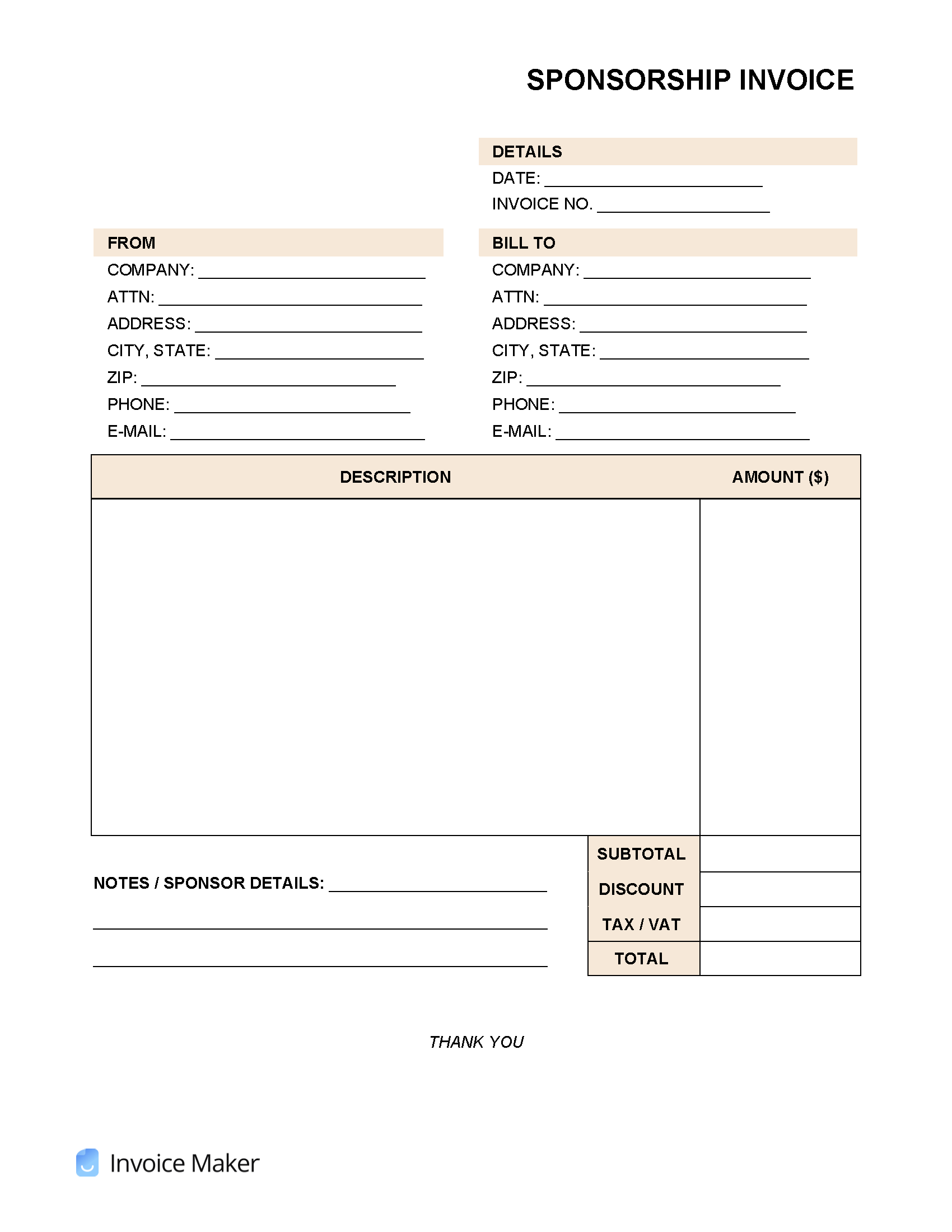 sample sponsorship receipt template