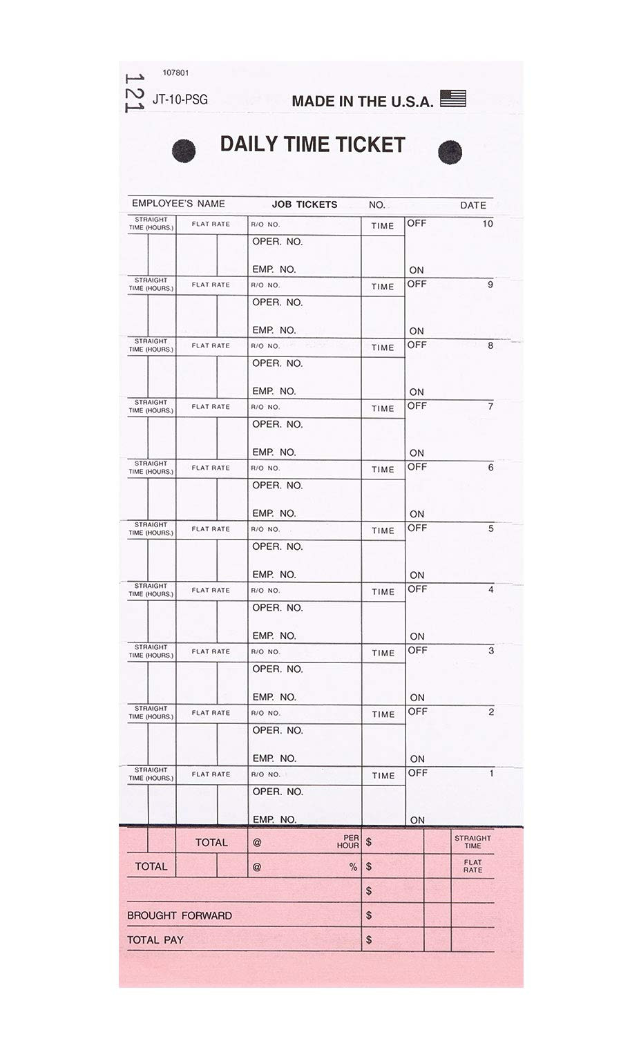 Printable Mechanic Timesheet Template