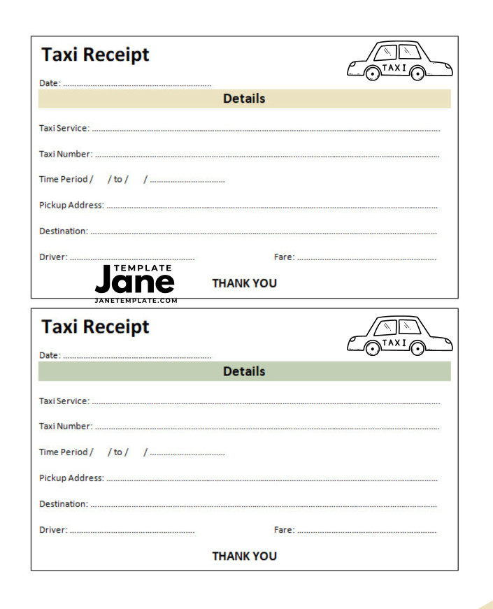 sample of printable blank taxi receipt template