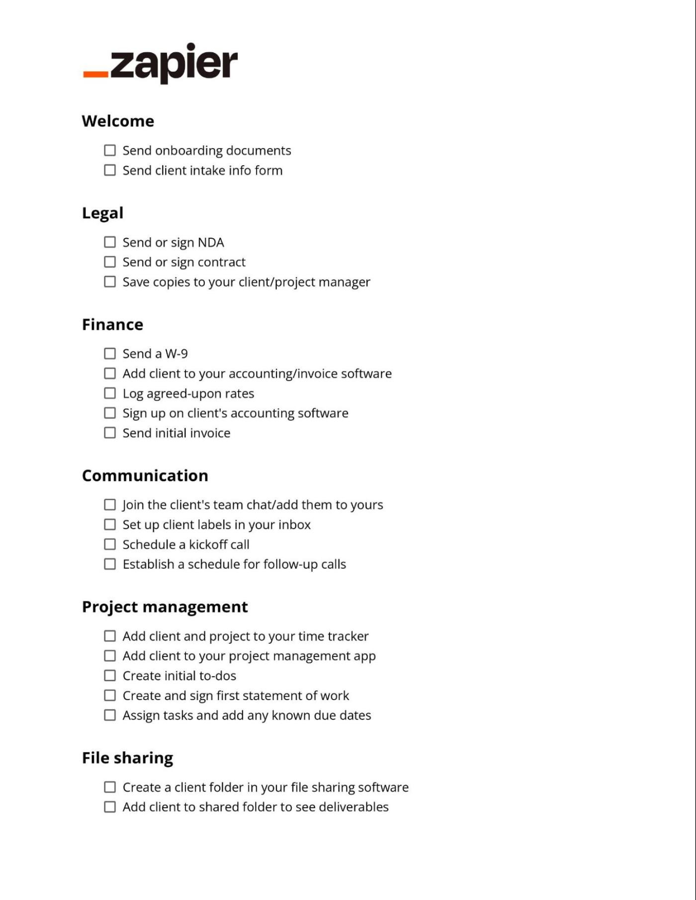 sample client onboarding checklist template