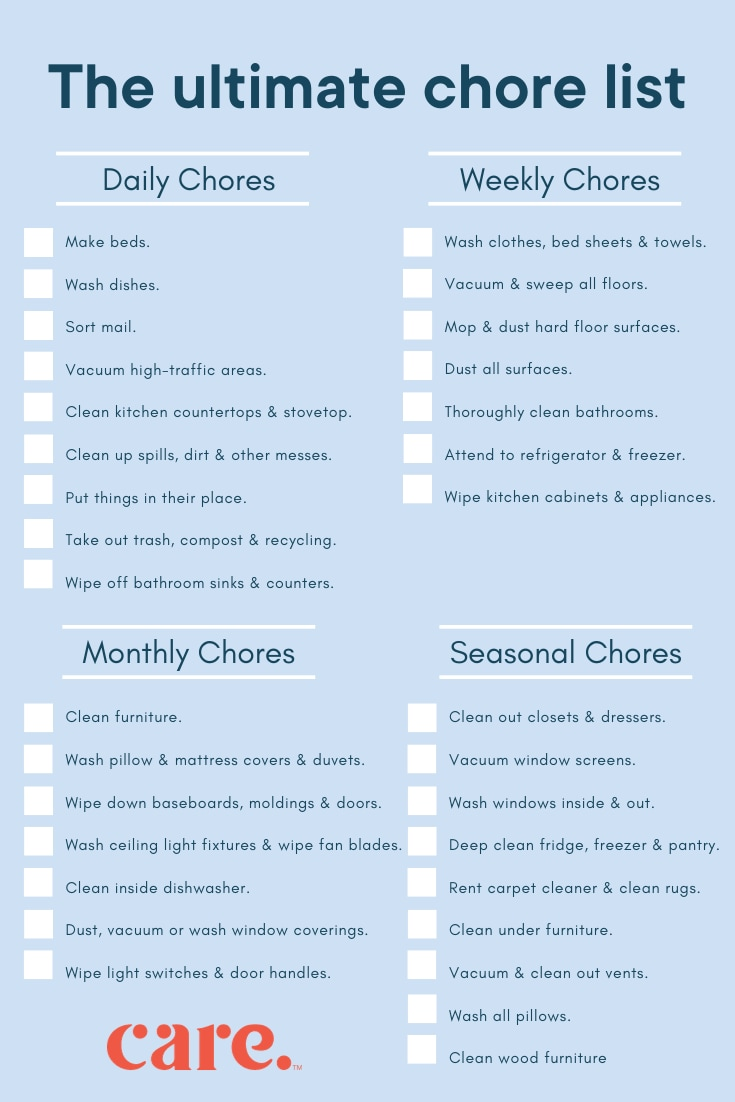 sample household chore chart template