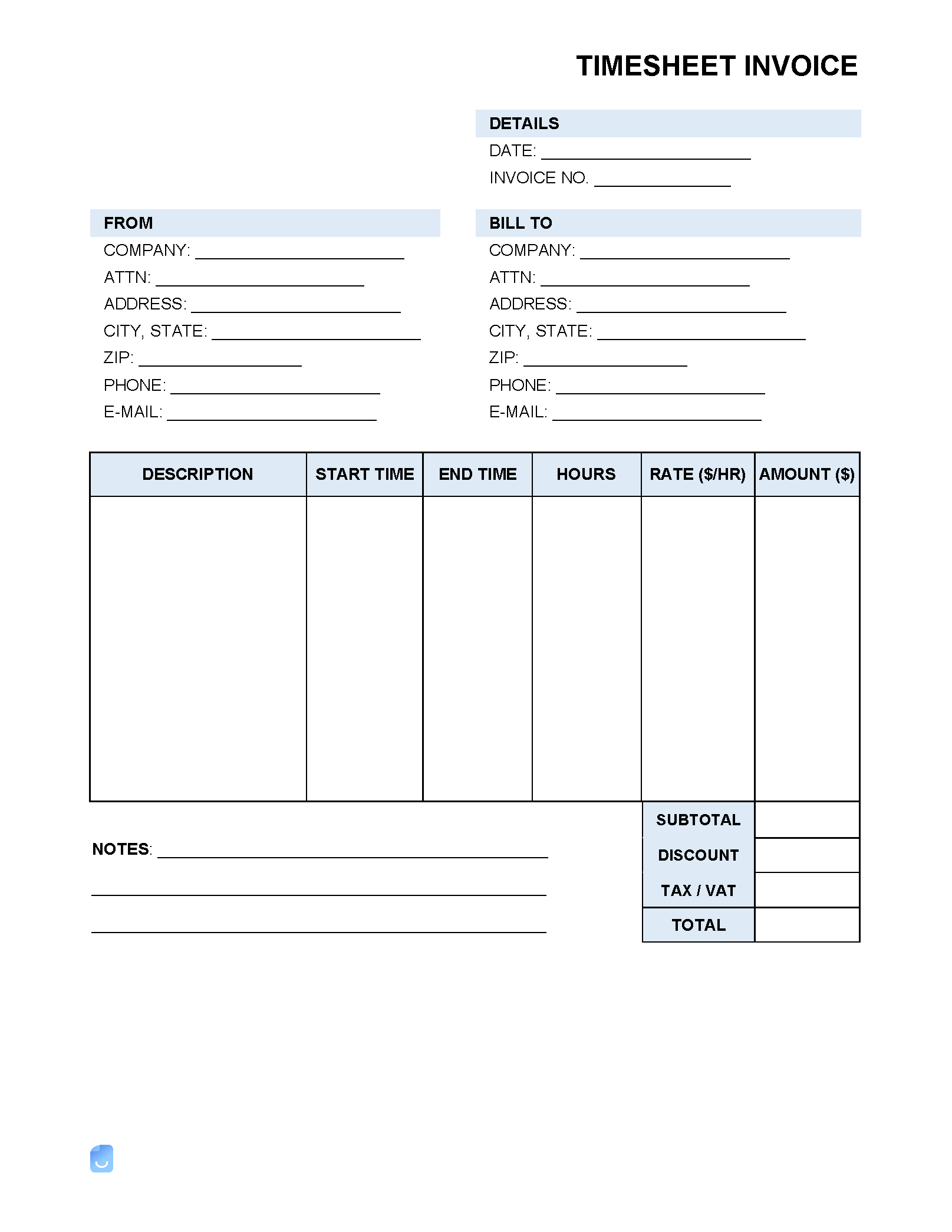 sample invoice timesheet template