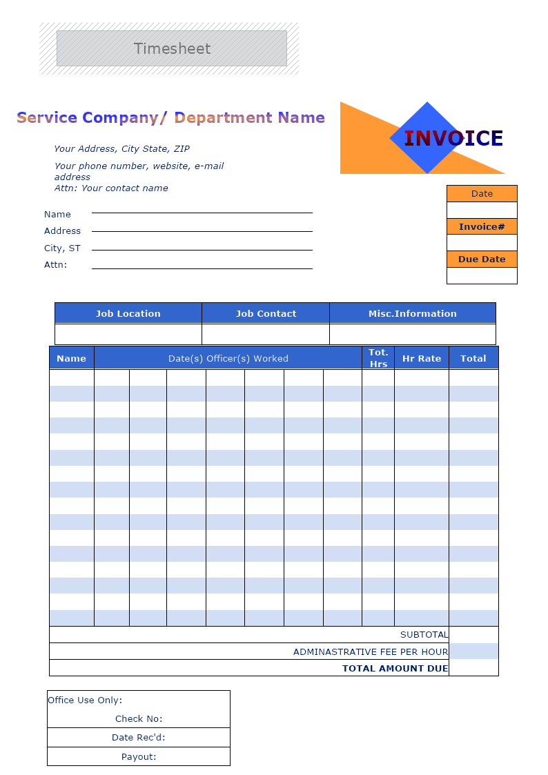 sample invoice timesheet template