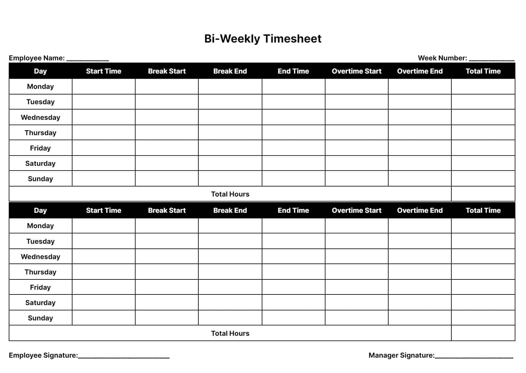 sample timesheet printable template