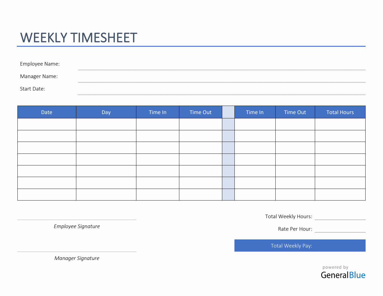 sample generic timesheet template