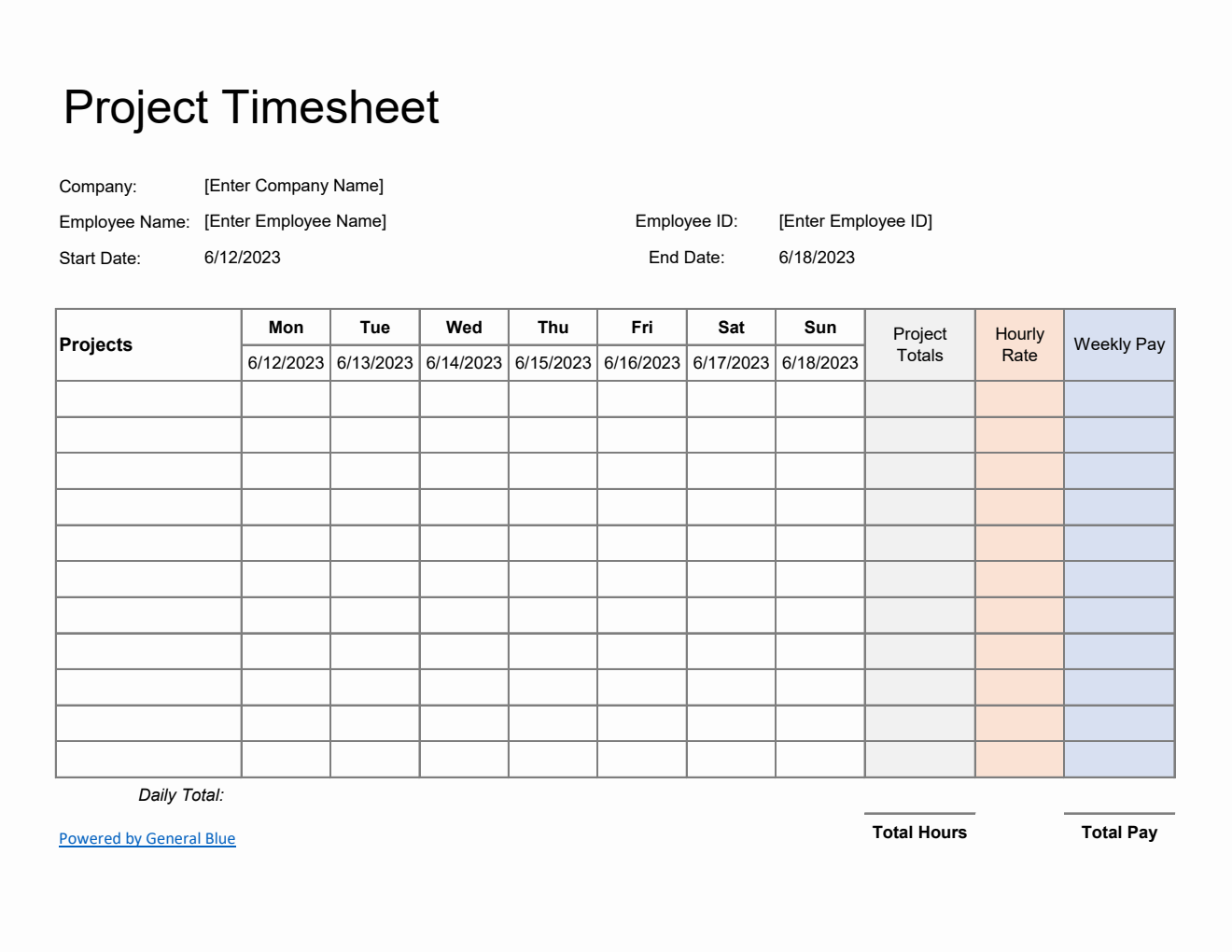 sample generic timesheet template