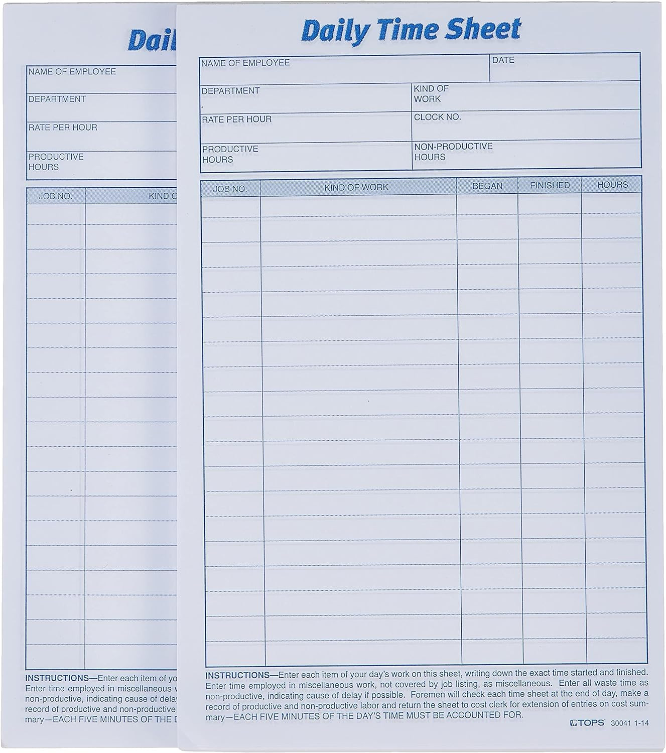 sample daily employee timesheet template