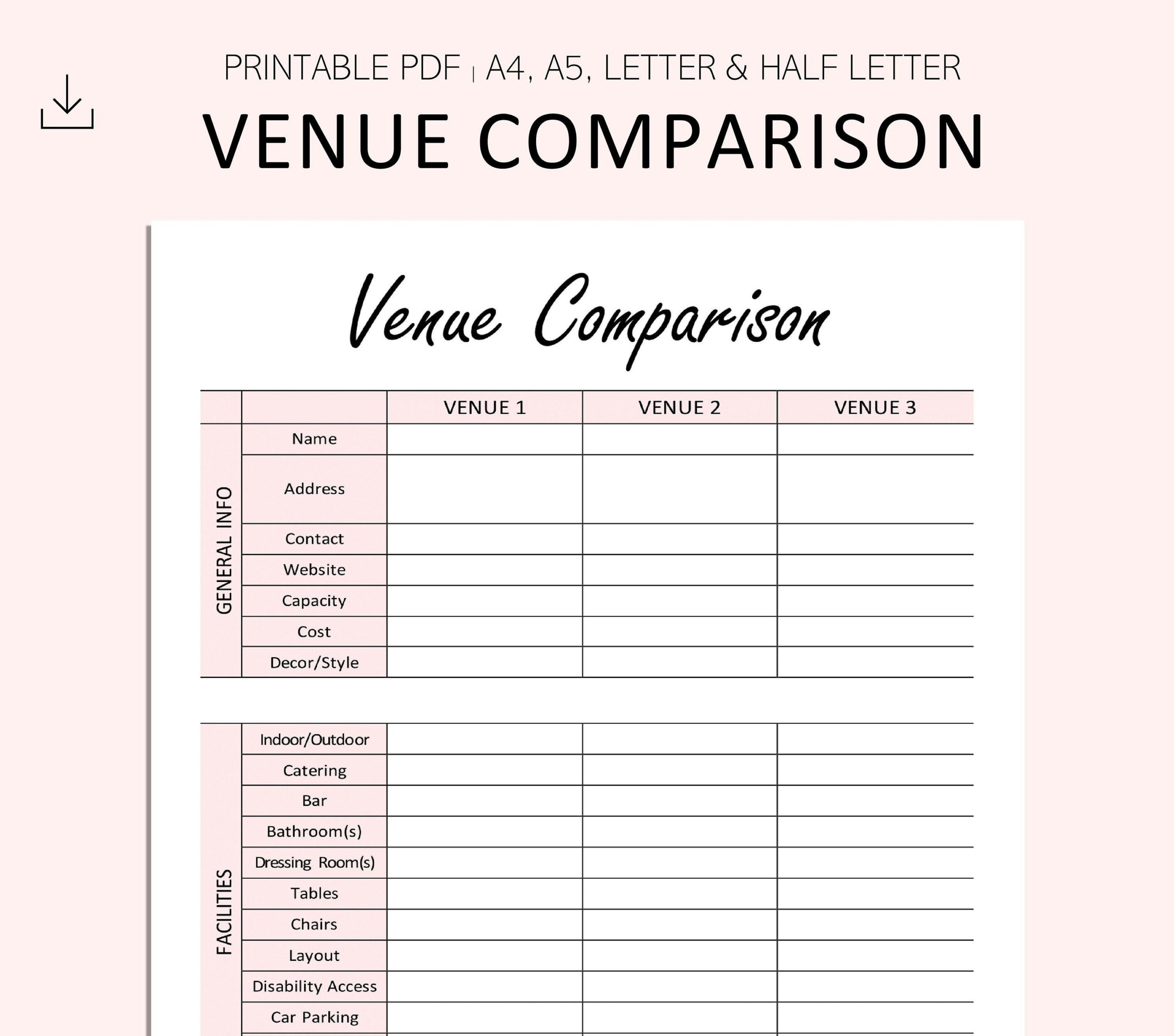 sample Event Venue Checklist Template