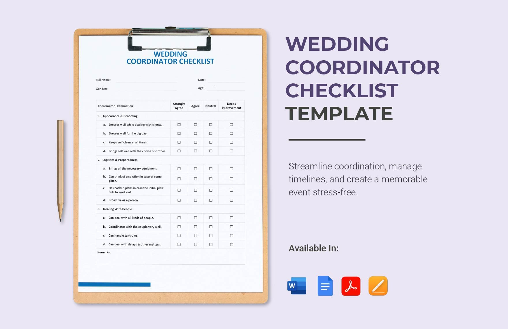 sample Wedding Coordinator Checklist Template