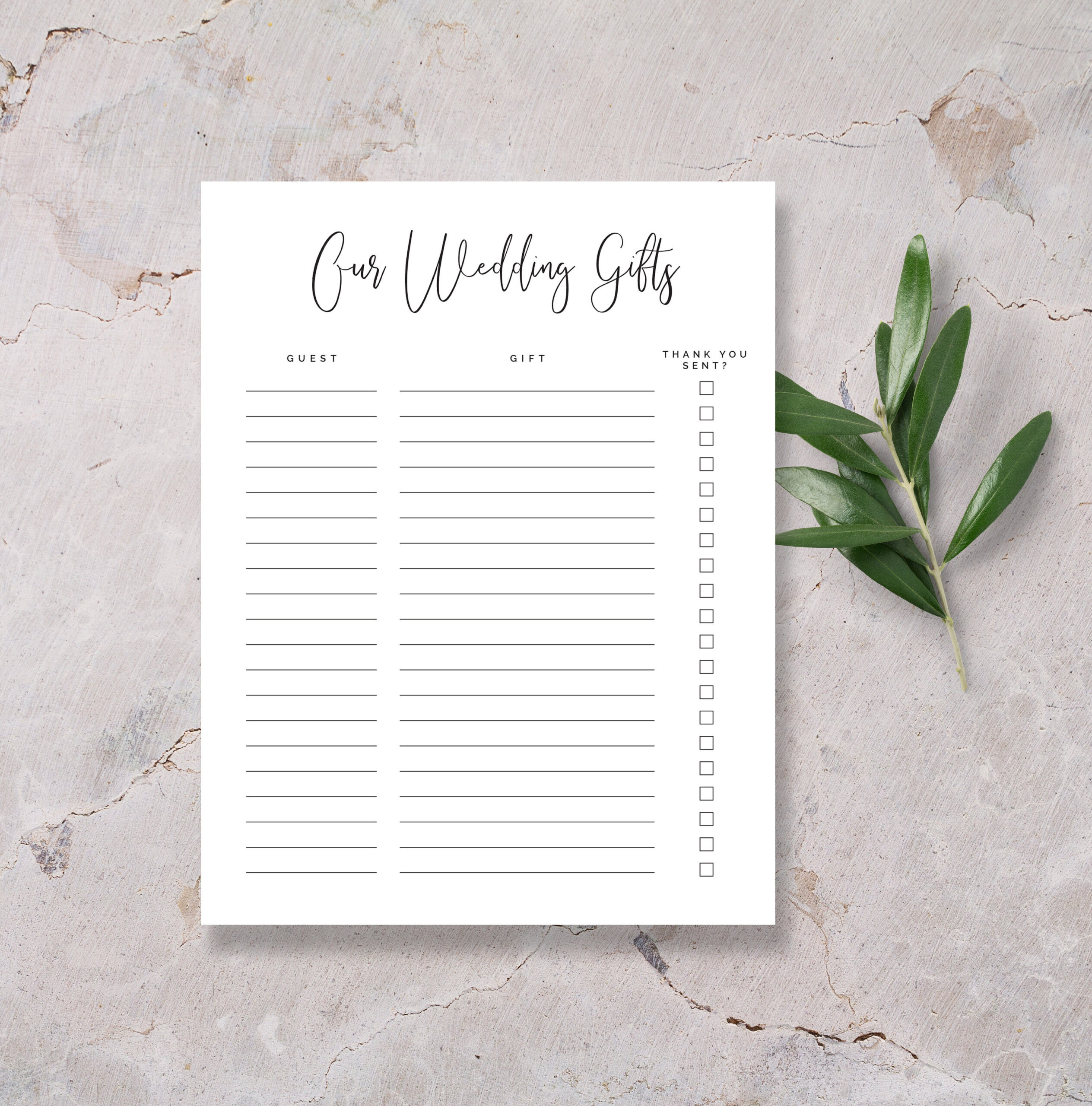 sample Wedding Gift List Template