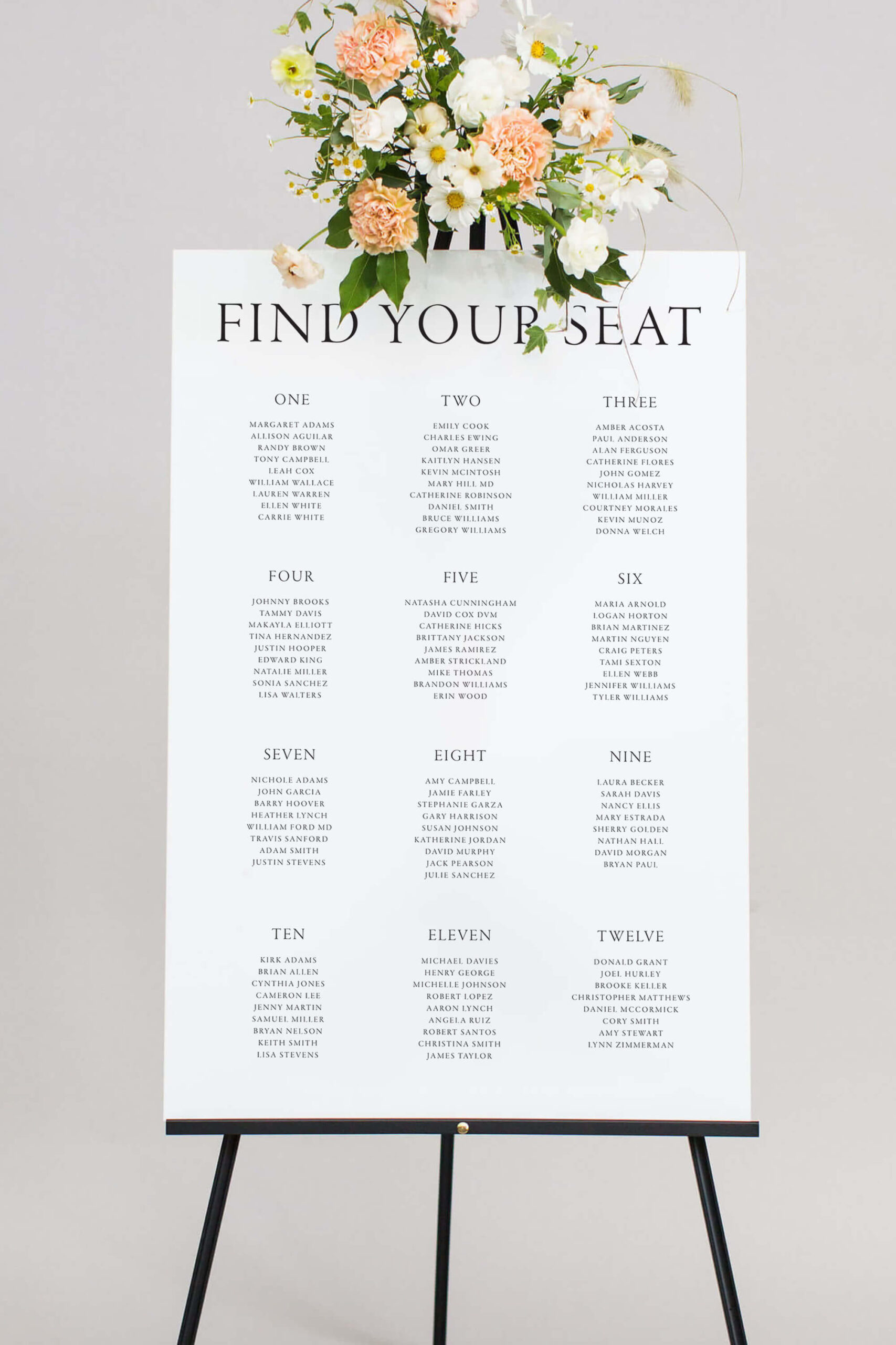 sample wedding seating chart template