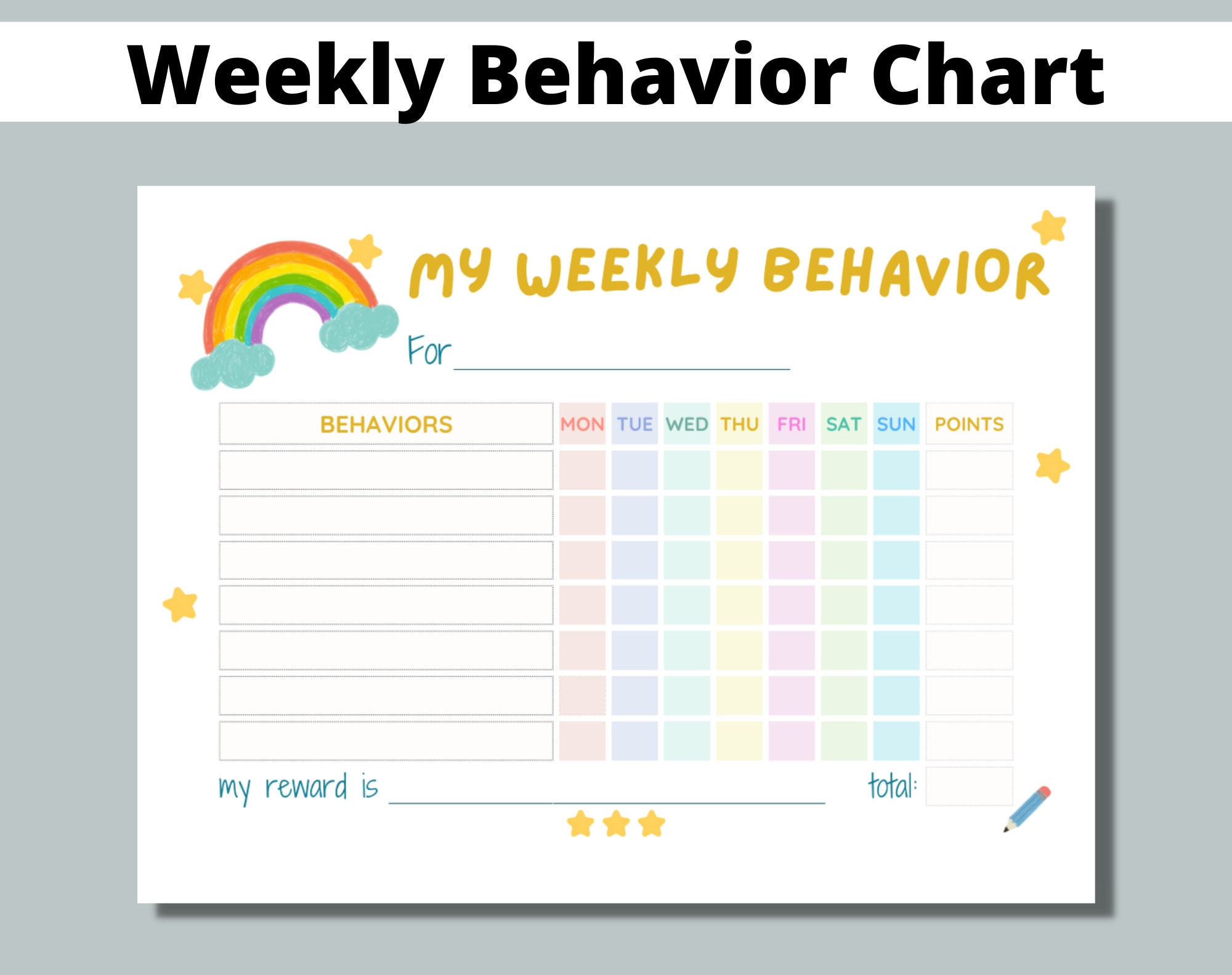 sample weekly behavior chart template