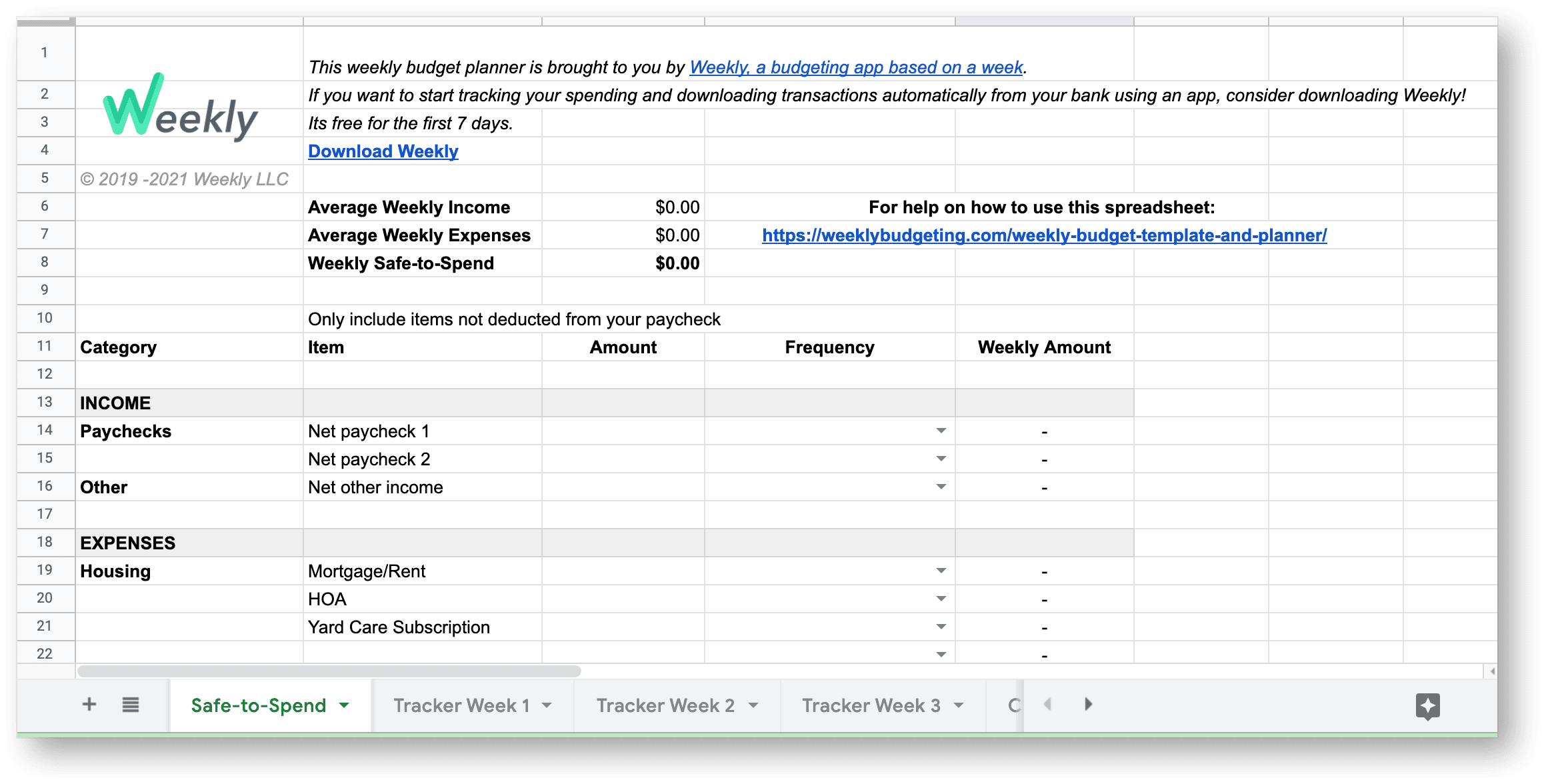 sample weekly pay budget template