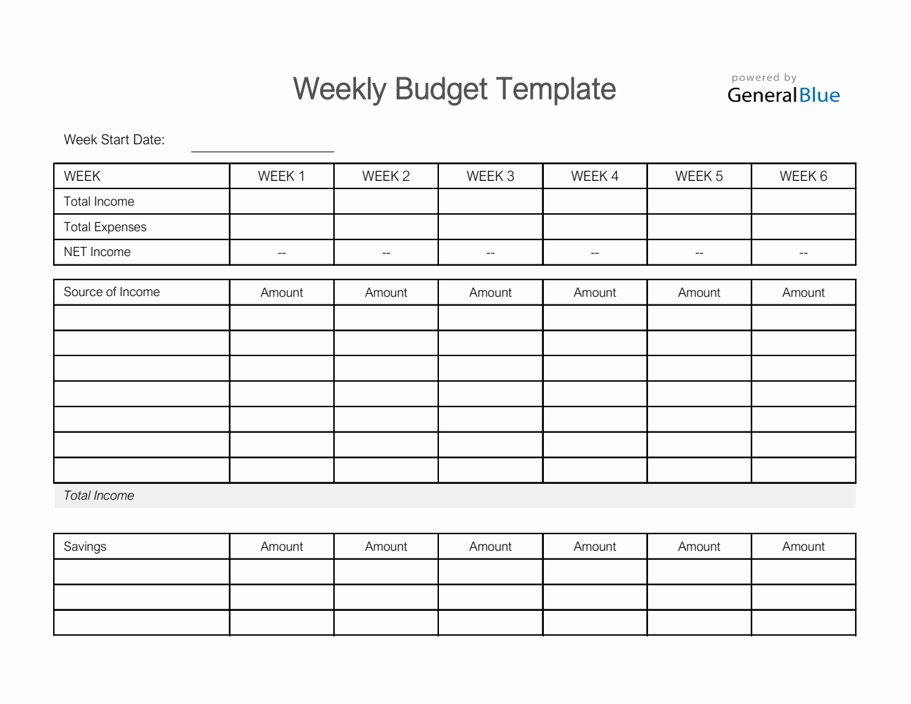 sample weekly pay budget template