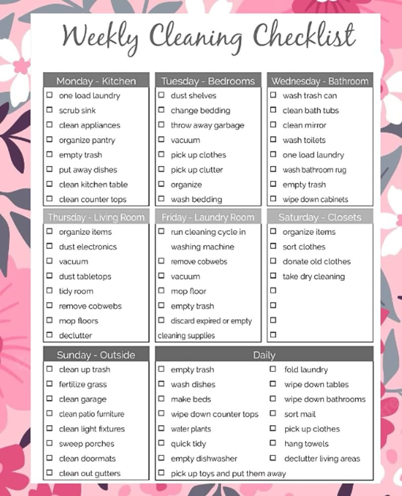 sample household chore chart template