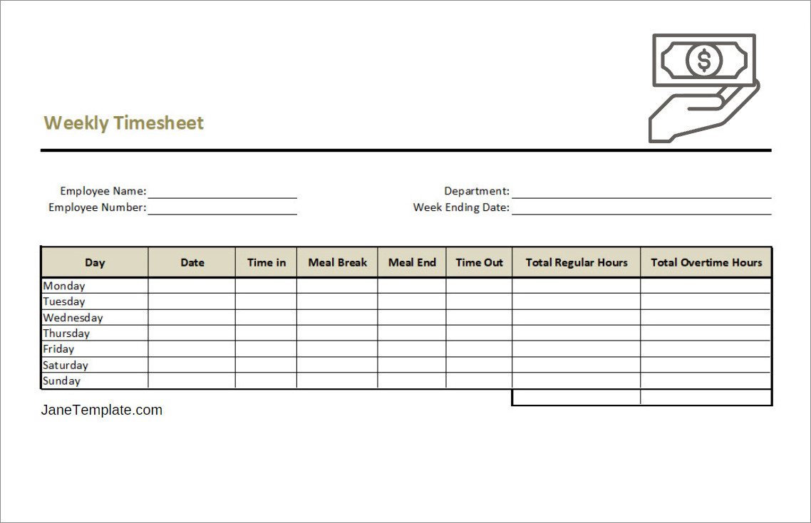 sample of blank printable weekly timesheet template