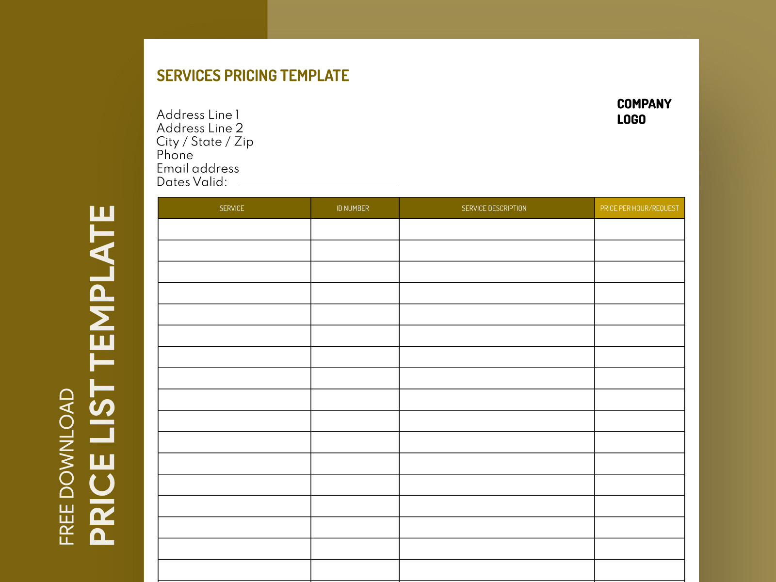 sample wholesale price list template