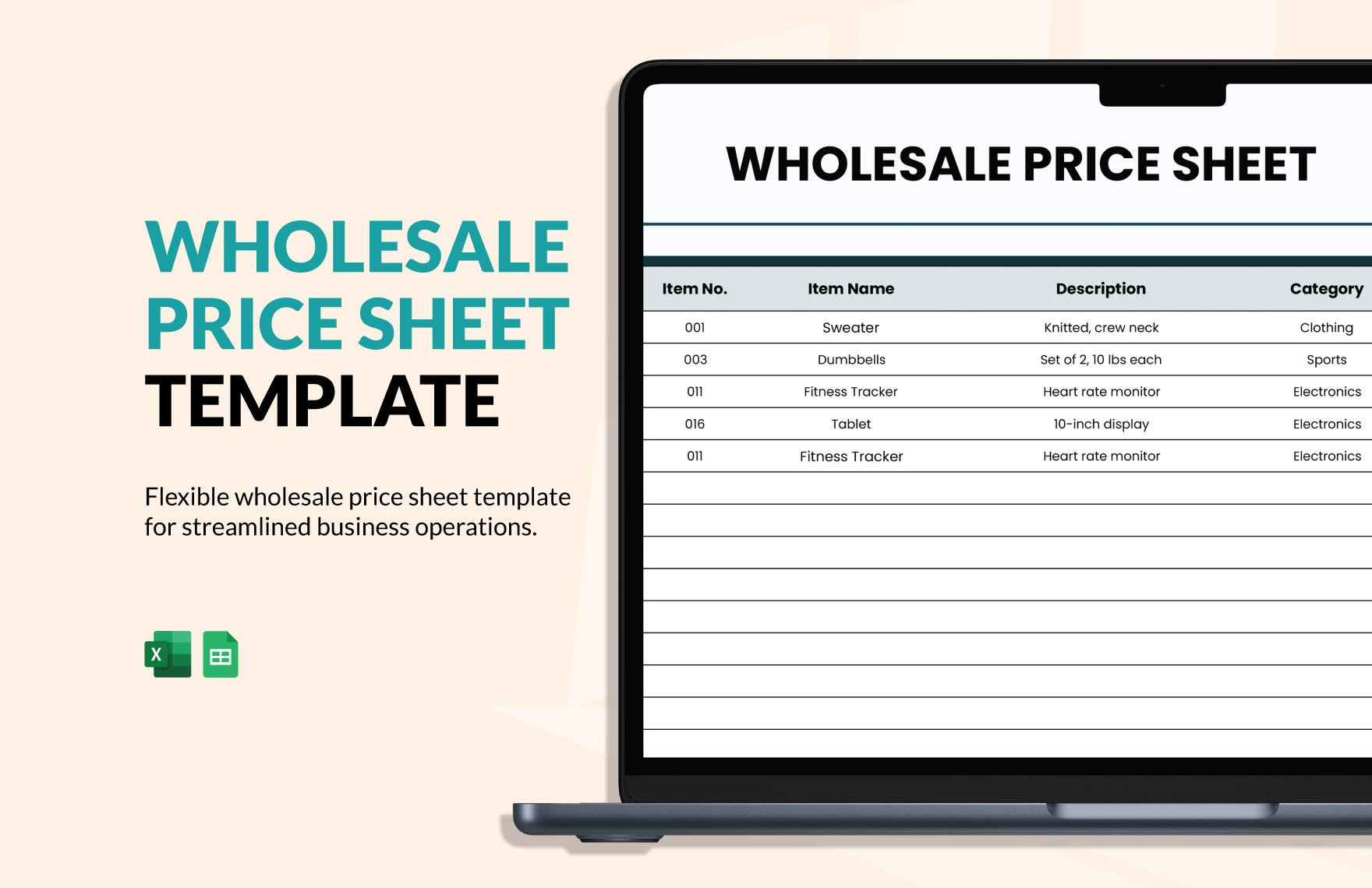 sample wholesale price list template