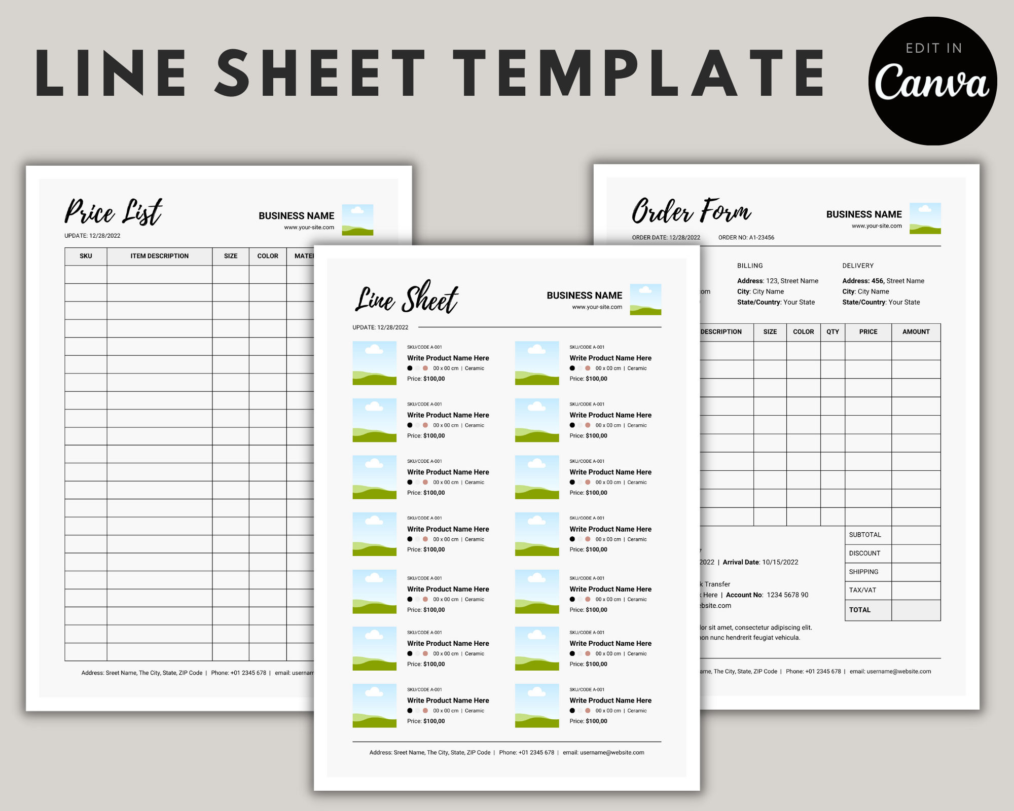 sample wholesale price list template