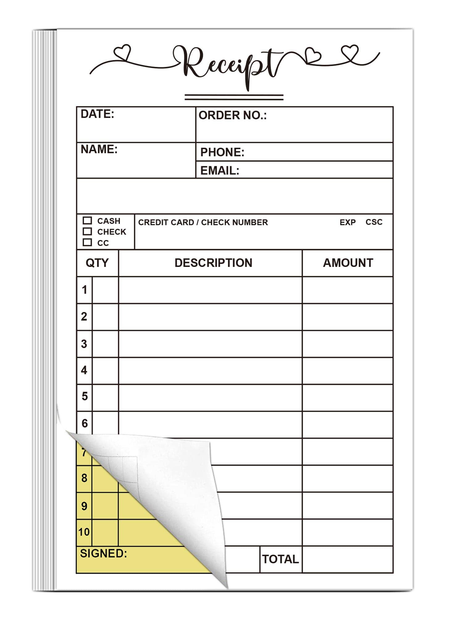 sample small business sales receipt template